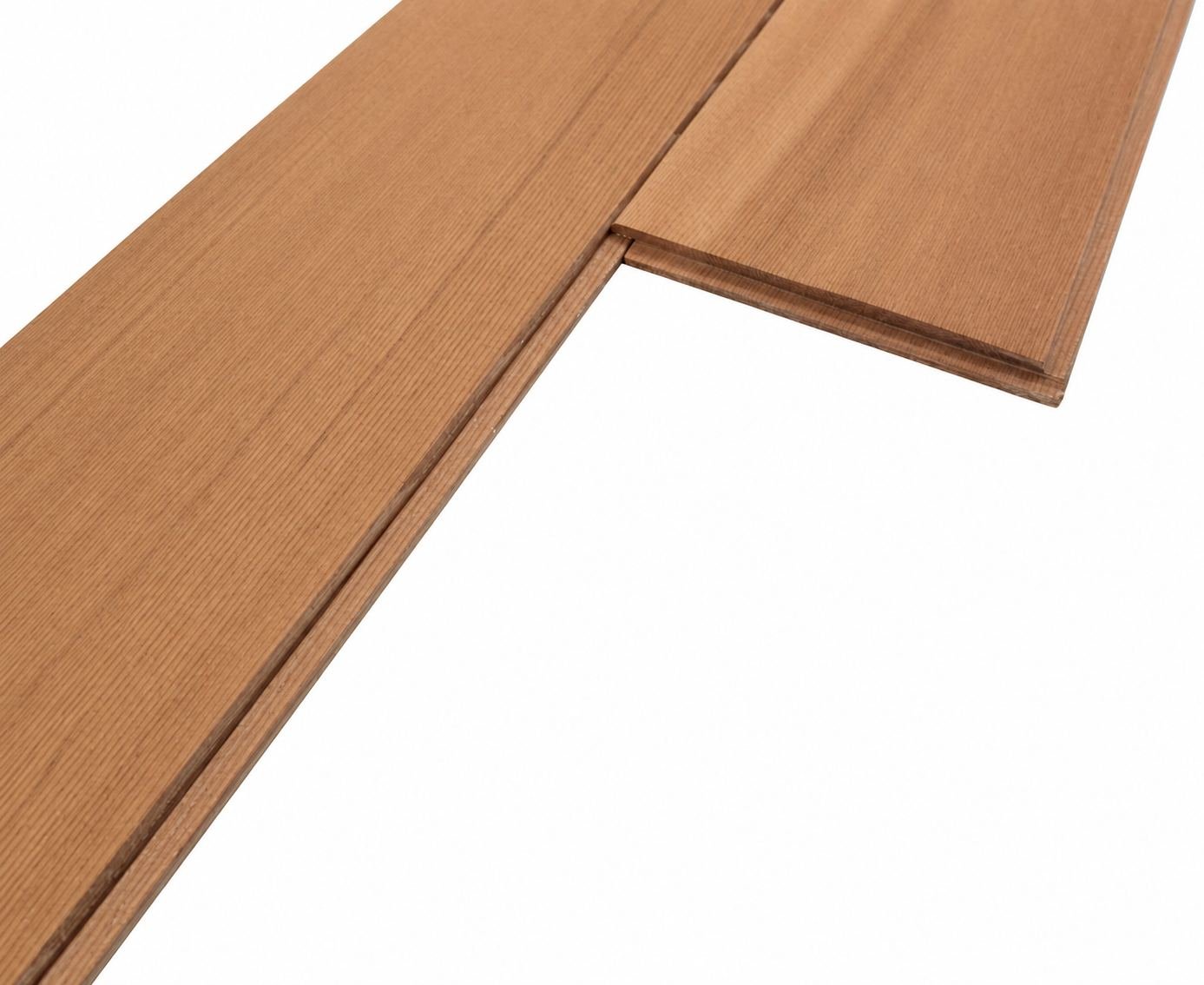 Cedar end-matched tongue and groove lining board detail