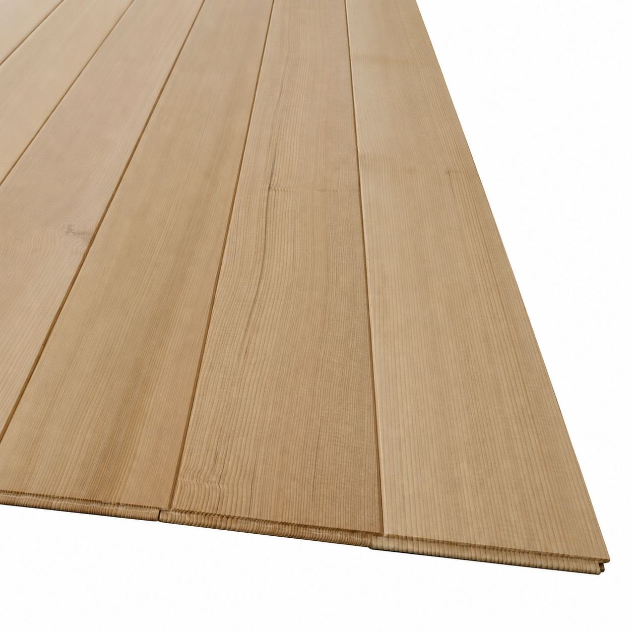 Hemlock timber lining boards with natural matt finish